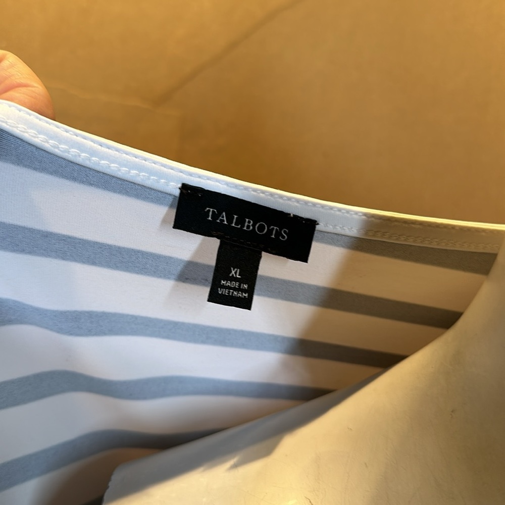 Talbots Nautical Stripe Navy & White Square Neck Top, XL - Picture 4 of 7